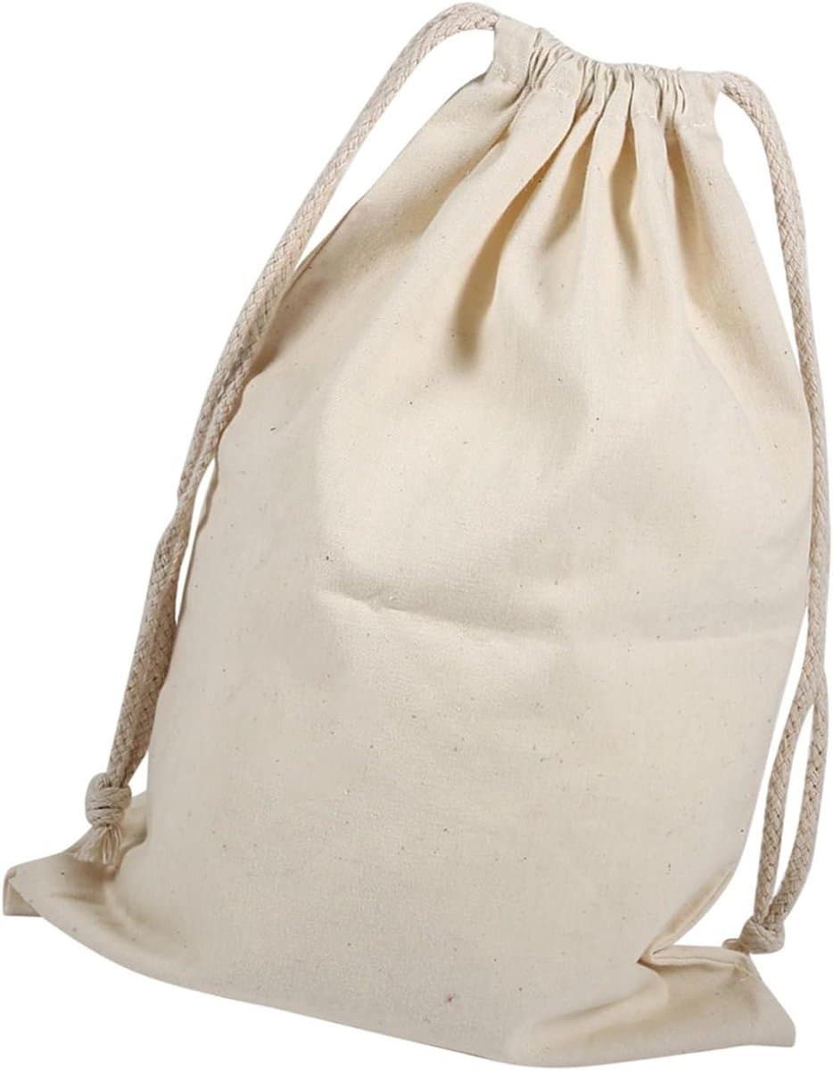 EGoods - Katoenen tassen met trekkoord, 22x28 cm - Waszak voor thuis en reizen - Opbergzak - 100% katoen - Handwas - Inclusief opbergvak. — afbeelding 1