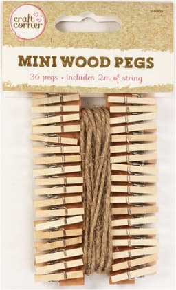 Houten Knijpers met Jute Touw - Mini Wasknijpers voor Decoratie en Knutselen — thumbnail 1