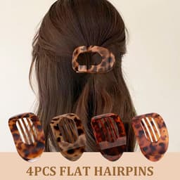 Set van 4 Grote Platte Haarspelden voor Dames - Stevige Franse Klemmen met Binnen-Tanden — thumbnail 4