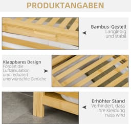 Clruro Waskorf - 50 x 36 x 60 cm - Wasmand met Deksel - 55L - Bambus - Natuur — thumbnail 5