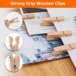 150 Mini Houten Knijpers Set met 10m Jute Touw en Spijkers - Decoratieve Klemmen voor Foto's en Knutselen — thumbnail 5