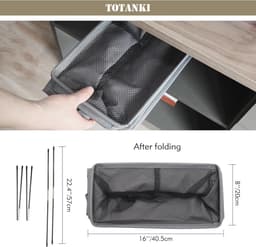 Mobiele Wasmand met Wielen en Handgrepen - Opvouwbare Organizer voor Kleding (Grijs, M) — thumbnail 3