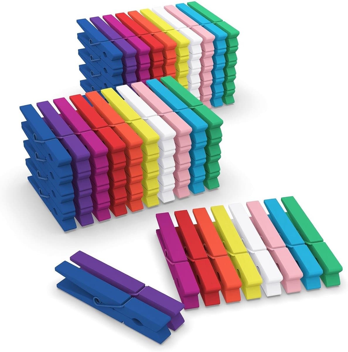 100 Gekleurde Houten Waspegs | Mini Knijpers voor Foto's en Knutselprojecten — afbeelding 1