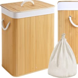 More&Deco Serie - Bamboe Wasmand - 80L - Elegante Oplossing - Praktische Deksel — thumbnail 1