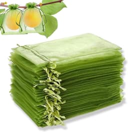 Fruitnet zakken 30 stuks met trekkoord - Organza tulezakken voor druiven en groenten - Bescherming tegen fruitvliegjes, wespen en vogels - 17 x 23 cm - Groen — thumbnail 1