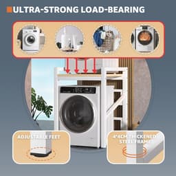 Opbergrek Wasmachine - Stapelbaar Rek - Ruimte Besparen - In Hoogte Verstelbaar - 73x63x105 cm - Zwart — thumbnail 3