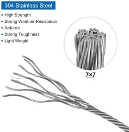 Cosensi - Metalen kabel van roestvrij staal 304 197 ft (60 m) - 3/64 inch (1 mm) met vinylcoating - inclusief 20 aluminium hulzen - voor wasrek en optillen - wit — thumbnail 5