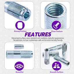 12 Stuks 3/8 Inch Gekartelde Drop-in Ankers van Premium Verzinkt Koolstofstaal voor Beton — thumbnail 4