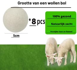 Goodivery® - Droogballen - Aroma Diffuser - Wol Drogerballen - Pakket van 8 Tennisballen Droger 5 cm Wollen Droogballen voor kortere Droogtijd - 20x11x6cm - Wit — thumbnail 3