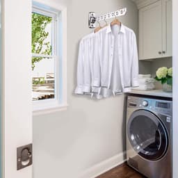 Aan de Muur Bevestigd Kledingrek - Set van 2 - Droogrek - RVS - Opvouwbaar - Ruimtebesparend - voor Balkon, Wasserij, Badkamer, Patio - 30*3.5*8.2CM - Zilver — thumbnail 5