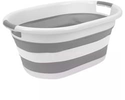 Benson Opvouwbare wasmand - 39 liter - ruimtebesparend - grijs - siliconen handvatten
