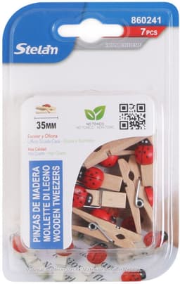 Decopatent - 7 Stuks Mini Fotoknijpertjes - Met Liefheerstbeestje decoratie - 35mm Lang - Kaartknijpertjes - Kleine mini wasknijpers - Hout - Kaarten Kerstkaart knijpers - Houten clips voor fotos — thumbnail 4