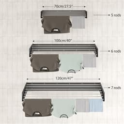 Intrekbaar wandmontage wasdroogrek voor binnen of buiten - inklapbaar opvouwbaar - ruimtebesparend compact design - 25 kg 6 m lijn capaciteit (industrieel grijs) — thumbnail 3