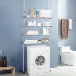 Uitbreidbare Wasplank Over Toilet Opbergrek - Plafond Badkamer Organizer - Ruimtebesparende Spanpaal - Zwart - Kleine Ruimtes Wasmachine rek — thumbnail 4