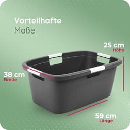 Novaliv wastobbe met 4 handgrepen 40L antraciet, wasboxset wasemmer wascontainer voor badkamerwas vuile was, wastobbes wasmand opbergruimte wasmand wasmand verzamelbox — thumbnail 3