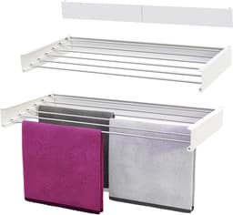 Inklapbaar Wanddroogrek - Droogrek voor Binnen - Wit - Aluminium - 100x50 cm — thumbnail 4