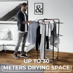3 Ultimate Droogtoren | Black Edition | 30 meter drooglengte | Flexibel | Gemakkelijk te verplaatsen | Zwenkwieltjes | Sokkenhouder — thumbnail 3