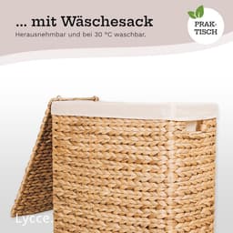 Ruimtebesparende Wasmand met Deksel - Gevlochten Waterhyacint, 58 Liter — thumbnail 4