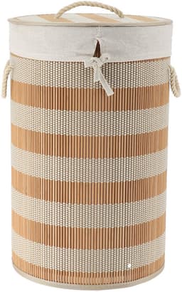Tendance Wasmand Rustic met deksel bamboe - naturel - rond - katoen/bamboe - 67 liter - 35 x 35 x 55 cm — thumbnail 1