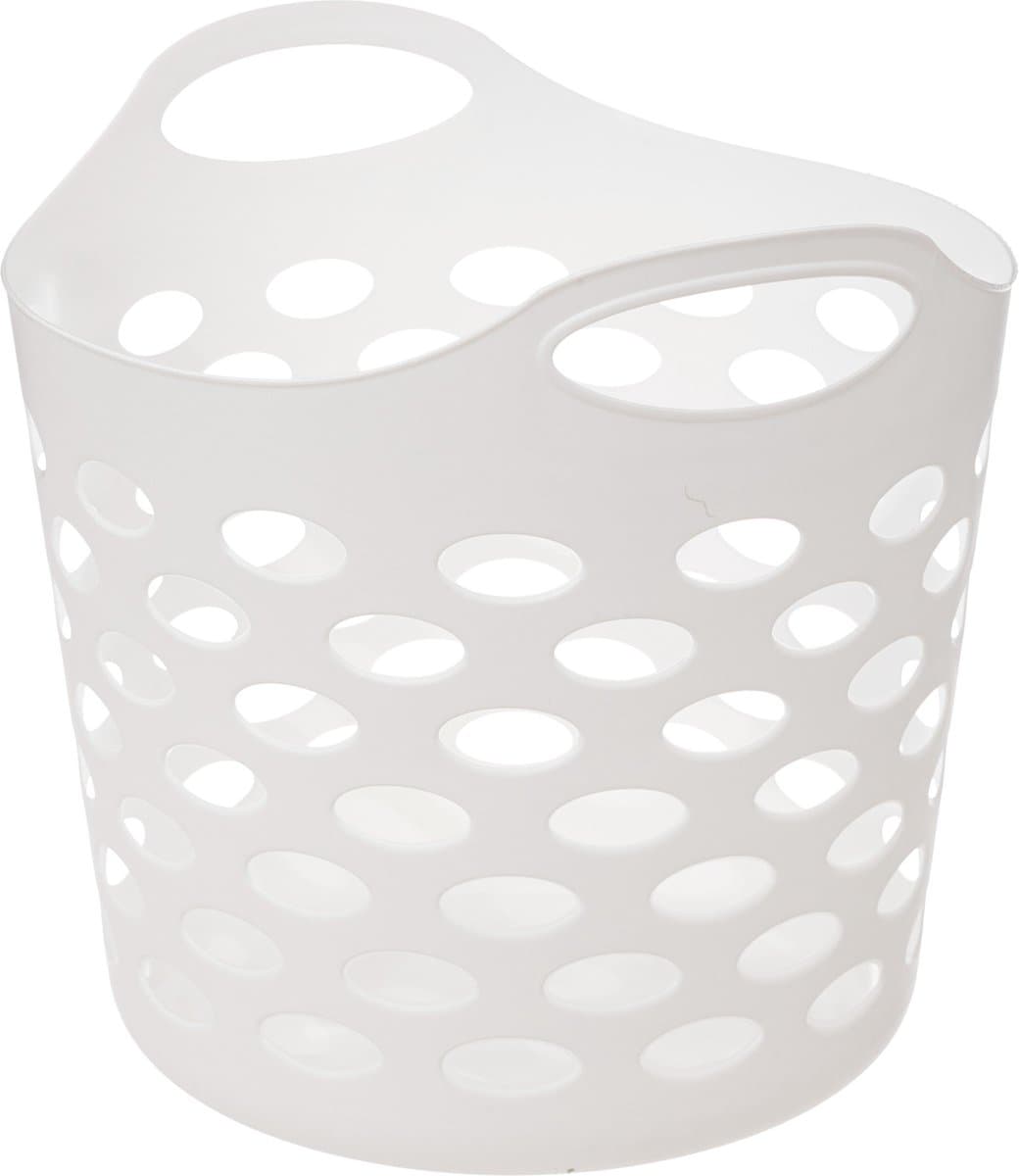 5Five Flexibele wasmand/opbergmand - rond - wit - 28 liter - D40.5 x H38 cm — afbeelding 1