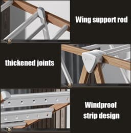 Ruimtebesparend Vrijstaand Droogrek Met Verstelbare Gullwings - Opvouwbaar Aluminium Wasrek Voor Binnen En Buiten — thumbnail 4