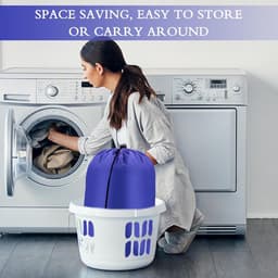 Mrs. Jones Grote Waszakken 2 Pack Trekkoord Waszak Opslag Vuile Kleding Opvouwbare Organizer Tassen voor Reizen Studenten College Dorm - Blauw 60x80cm . — thumbnail 2
