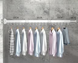 Wanddroogrek Inklapbaar 18 Haken - Droogrek Muur Wandmontage Ophangbaar - Clothes Rack Uitschuifbaar + Montage Kit - Wit — thumbnail 1