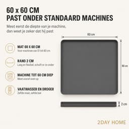 2Day Home - Lekbak Wasmachine 60x60 cm - Siliconen Opvangbak - Voor Machines tot 60 cm Diep - Incl. 21 Lekindicator Stickers - Vaatwasser en Droger — thumbnail 4