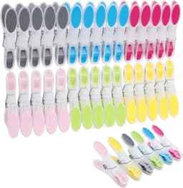 Wasknijpers, 30 stuks, antislip siliconen, 6 kleuren, plastic handdoekklemmen, kledingknijpers, laat geen sporen achter voor wasgoed, broeken, T-shirts, ondergoed, sokken — thumbnail 1
