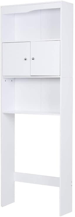 CINK & Co Wasmachinekast 178 cm - Met Deuren en 2 Open Vakken - Verstelbare Planken - Voor Wasmachine of Toilet - Wit - 62.5 x 19.5 x 178 cm — thumbnail 4