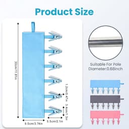 Reiskledinghanger 3 stuks, opvouwbaar wasrek met 6 knijpklemmen per stuk, draagbare waslijn klemhanger voor koffer, badkamer, hotel, camping, voor handdoeken, badkleding, sokken en ondergoed, 33 cm — thumbnail 2