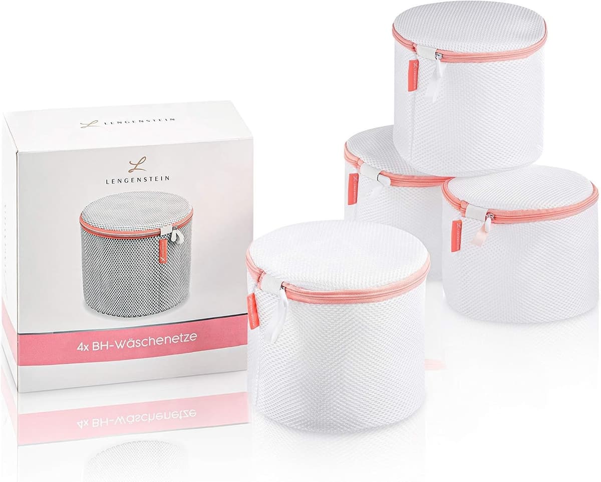 Set van 4 Wasnetten voor Beha's - Roze - 17 cm x 15 cm - Zacht Gevoerd met Ritssluiting - Voor Ondergoed en Lingerie — afbeelding 1
