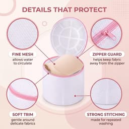 Set van 3 Wasnetjes voor Kleding - Wit - Geschikt voor ondergoed, BH's en Sokjes - Duurzaam Mesh Materiaal — thumbnail 2