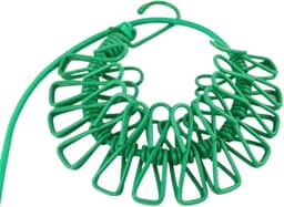 Draagbare Waslijn - Intrekbare Lijn - Kleding Drogen - Met 12 Clips - 170cm Lengte - Groen — thumbnail 1