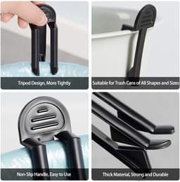 Afvalzak Clips - Vuilniszak Houders - Afval Sorteren - Tripod Ontwerp - 20 Stuks - Zwart — thumbnail 4