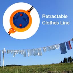 Intrekbare Waslijn - Draagbaar Droogtouw - Buiten Droge Kleding - Winddicht Ontwerp - 10 Meter - Oranje Pakket — thumbnail 5