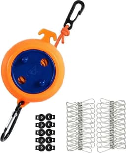 Droogrek Kleding - Waslijn Outdoor - Kleding Drogen - Intrekbaar Winddicht - 8 Meter - Oranje — thumbnail 1