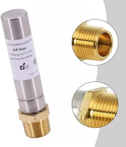 Waterslagdemper - Schokdemper Waterstop - Wasmachine Beschermen - Roestvrij Staal - 1/2 inch NPT - Zilver — thumbnail 2