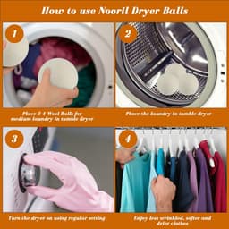 SnelShoppen - 6 stuks Wol Droger Ballen voor Wasgoed - Natuurlijke Wol, Milieuvriendelijk, Anti-Kreuk, Geschikt voor Alle Was - Verzorg je Wasgoed met — thumbnail 5
