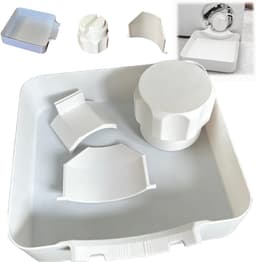 Bobypet - Wasmachine afvoerbak - Universele afvoergeleider met dekselopener - 4-delige set - Voor kelder, appartement, stacaravan en garage - 17,8 x 17,8 x 5 cm - Wit — thumbnail 1