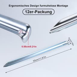 Grondanker - Staal - 30 cm - V-vormige Stevige Tentharingen met Oog - Voor Tent en Outdoorgebruik — thumbnail 5