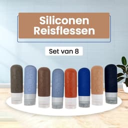 Reisflesjes (Set van 8) 90 ml - Lekvrije reisflesjes | Aardebruin en hemelsblauw, Navulbare knijpflesjes,TSA-goedgekeurd voor handbagage, gemakkelijk te vullen en schoon te maken — thumbnail 2