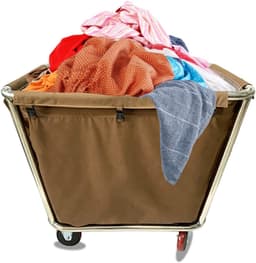 Wasmand op wielen - Linnenkar - Wassen organiseren - Afneembare zak - 400 l - Bruin — thumbnail 1