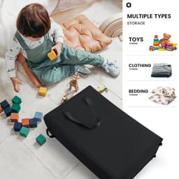 Dailygoods- Wasmand 45L - Opvouwbaar - Moderne Wasverzamelaar - Handvatten - Zwart - Geschikt voor slaapkamer/badkamer - Kledingmand — thumbnail 3