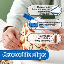 Voedsel zak clips - Broodzak sluitingen - Keuken organiseren - Krokodil ontwerp - 15 cm - Blauw — thumbnail 2