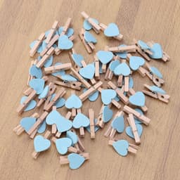 Mini Houten Clips - Was Knijpers Hartjes - Decoratie Foto's - Liefdevol Design - 50 Stuks - Blauw — thumbnail 2