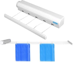 Dailygoods- Waslijn Uittrekbaar 3,75 m - Telescopische Wandhouder - Ruimtebesparend - Verstelbare Lengte - Kunststof Wasdroger - Handig Vergrendelingsmechanisme — thumbnail 1