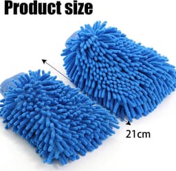 2 stuks autowashandschoen, microvezel washandje voor de auto, buiten, shaggy washandschoen voor professioneel auto-onderhoud, 100% krasvrij en zacht, verwijdert moeiteloos hardnekkig vuil (blauw) — thumbnail 2