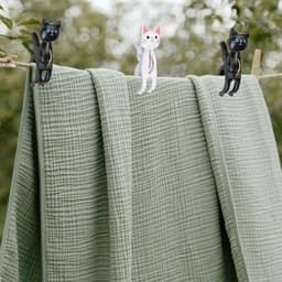 4 stuks handdoekklemmen met kattenmotief voor strandstoel | Schattig design, voor strandlaken en badhanddoek, windbescherming, grote wasknijpers, geschikt voor beddengoed — thumbnail 2