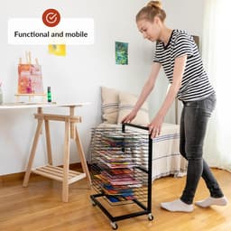 Kunst droogrek – schilderij droogrek met 19 verstelbare planken, metalen tekeningenrek, ruimtebesparend voor atelier en klas — thumbnail 2
